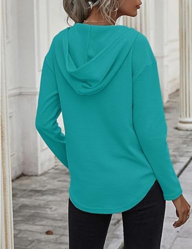 41fqdvua0bl. ac .jpg Cuptacc Einfarbigen Hoodie für Damen OEKO-TEX STANDARD 100 Langarm Sweatshirt V-Ausschnitt Drawstring Top