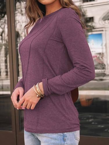 41fr9biamul. ac 2.jpg Cuptacc Langarmshirt Damen Rundhalsausschnitt Chic Mit Falten OEKO-TEX STANDARD 100