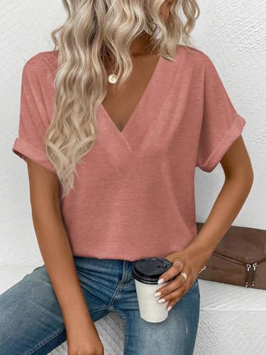 41getjn wwl. ac .jpg Cuptacc Sommer T-Shirts Damen Kurzarm V-Ausschnitt Elegant Basic Top OEKO-TEX