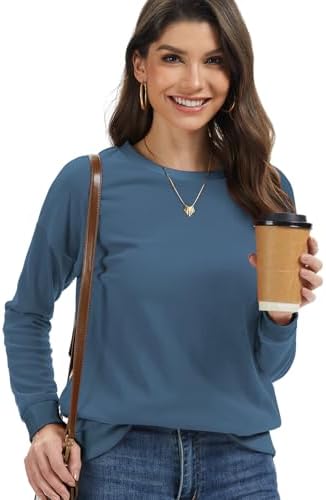 41gfhujjzkl. ac 2.jpg Cuptacc Damen Sweatshirt Rundhals Pullover Kontrast Tunika Langarm