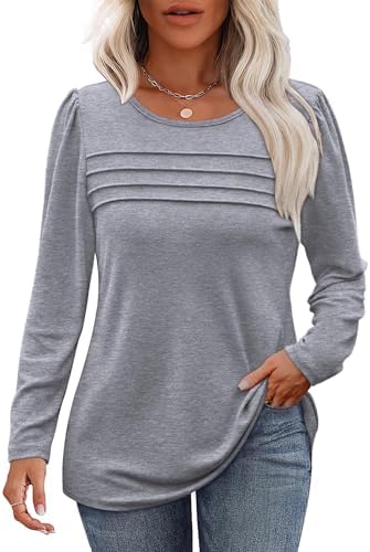 41gn9wdhvbl. ac .jpg Cuptacc Damen Langarmshirt Rundhals Locker Oberteile Mit Knöpfen