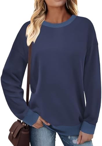 41gljb6vizl. ac 2.jpg Cuptacc Damen Sweatshirt Rundhals Pullover Kontrast Tunika Langarm
