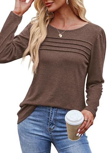 41h0piafsyl. ac .jpg Cuptacc Damen Langarmshirt Rundhals Locker Oberteile Mit Knöpfen