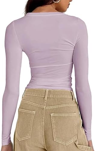 41h0cgswjxl. ac .jpg Cuptacc Damen Langarmshirt - Leichtgewichtig - Basic T-Shirt - Einfarbig - Langärmlige Oberteile - Damen Longsleeve Top