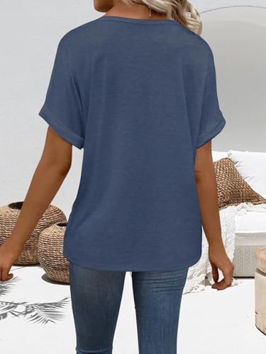 41hflpj3jal. ac .jpg Cuptacc Sommer T-Shirts Damen Kurzarm V-Ausschnitt Elegant Basic Top OEKO-TEX