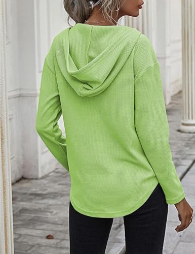 41hbe3lsjl. ac .jpg Cuptacc Einfarbigen Hoodie für Damen OEKO-TEX STANDARD 100 Langarm Sweatshirt V-Ausschnitt Drawstring Top