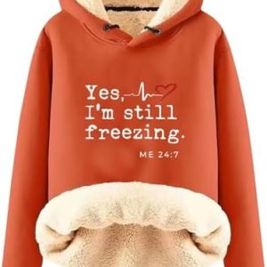 Uwdiohq Damen Weinrot Langärmliges Sweatshirt mit Buchstaben-Aufdruck und Warm Kapuze Hoody