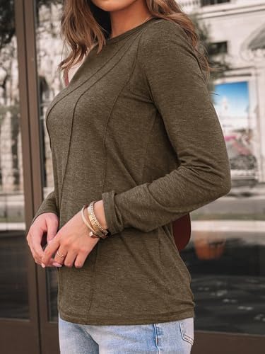 41hwo4y9zal. ac 2.jpg Cuptacc Langarmshirt Damen Rundhalsausschnitt Chic Mit Falten OEKO-TEX STANDARD 100