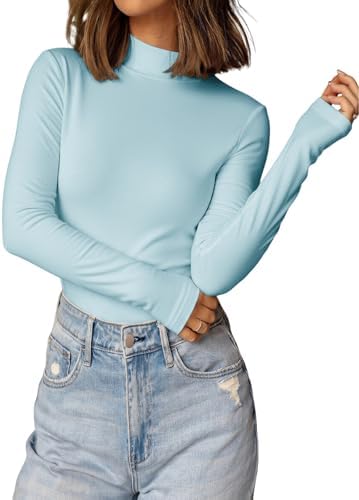 41i8nlqplrl. ac 1.jpg Cuptacc Langarmshirt Pullover Damen Basic Einfarbig Slim Fit Home Freizeit