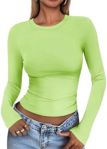 41idusgqoil. ac .jpg Cuptacc Damen Langarmshirt - Leichtgewichtig - Basic T-Shirt - Einfarbig - Langärmlige Oberteile - Damen Longsleeve Top