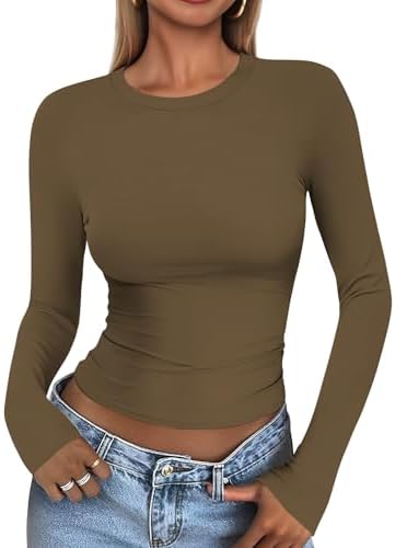 41jsms9y1yl. ac .jpg Cuptacc Damen Langarmshirt - Leichtgewichtig - Basic T-Shirt - Einfarbig - Langärmlige Oberteile - Damen Longsleeve Top