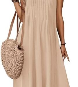 Zeagoo Sommerkleider Damen Elegant V-Ausschnitt A Linie Strandkleid mit Taschen