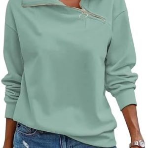 Cuptacc Damen Sweatshirt Herbst Quarter Zip Pullover OEKO-TEX STANDARD 100