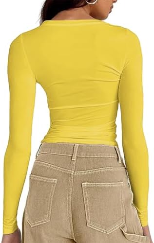 41k0ylflqrl. ac .jpg Cuptacc Damen Langarmshirt - Leichtgewichtig - Basic T-Shirt - Einfarbig - Langärmlige Oberteile - Damen Longsleeve Top