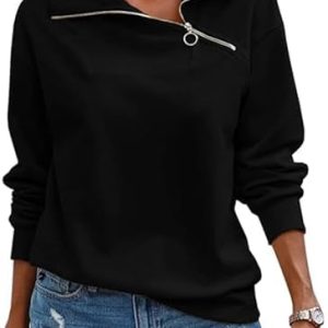 Oeko-Tex-Standard-100 Damen Quarter-Zip-Pullover Herbst-Sweatshirt