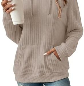 Tanmolo Damen Hoodie Pullover Casual Loose Kapuzenpullover für Sport und Alltagsuse Langarm Streifen Sweatshirt XXL