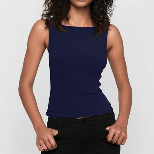 41lelbvn6kl. ac .jpg Generisch Lässiges Tanktop für Damen zur perfekten Layering-Möglichkeit aus Rippstrick | Schmale Passform generisches D