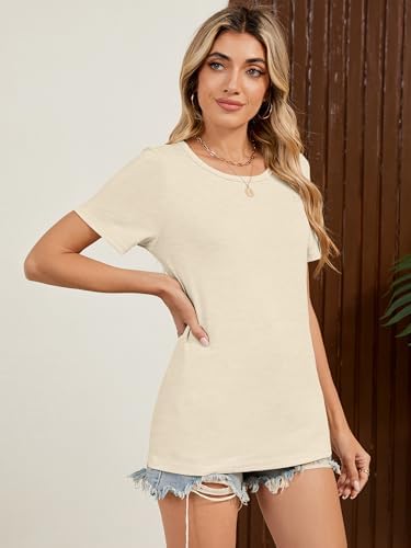 41mpwttvryl. ac .jpg YGOODM Damen 3er Pack Kurzarm Sommer T-Shirts Basic Rundhalsausschnitt