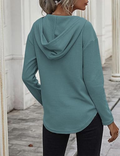 41mznbux1yl. ac .jpg Cuptacc Einfarbigen Hoodie für Damen OEKO-TEX STANDARD 100 Langarm Sweatshirt V-Ausschnitt Drawstring Top