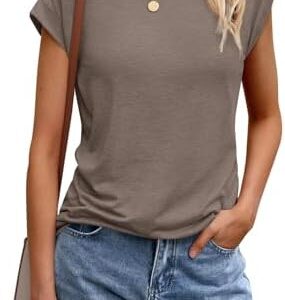 Cuptacc Baumwoll T-Shirt Damen Sommer Rundhals Basic Bluse Business Outfit OEKO-TEX STANDARD 100 Cuptacc Baumwoll Kurzar