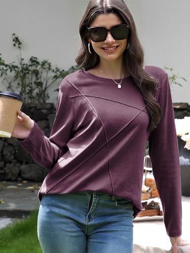 41ohdekjbl. ac 2.jpg Cuptacc Langarmshirt Damen Rundhalsausschnitt Chic Mit Falten OEKO-TEX STANDARD 100