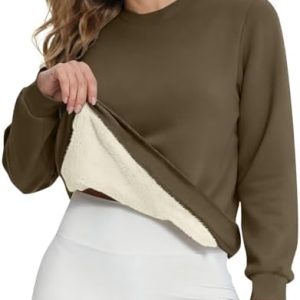 RLEHJN Fleecepullover Damen WinterWarm Gefüttert mit Tasche