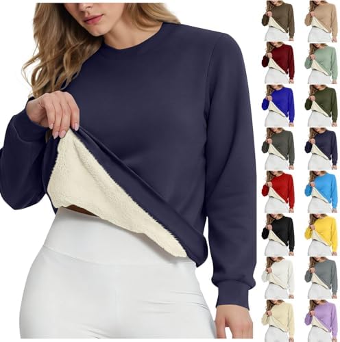 41ppo3roprl. ac .jpg RLEHJN Fleecepullover Damen WinterWarm Gefüttert mit Tasche