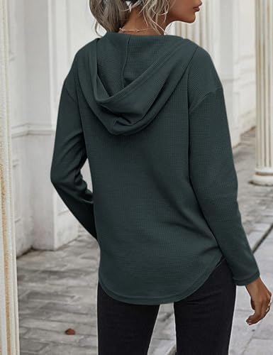 41rzvehbdul. ac .jpg Cuptacc Einfarbigen Hoodie für Damen OEKO-TEX STANDARD 100 Langarm Sweatshirt V-Ausschnitt Drawstring Top