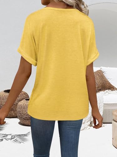 41rdn5fhozl. ac .jpg Cuptacc Sommer T-Shirts Damen Kurzarm V-Ausschnitt Elegant Basic Top OEKO-TEX