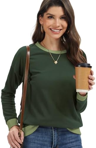 41rwpedvywl. ac 2.jpg Cuptacc Damen Sweatshirt Rundhals Pullover Kontrast Tunika Langarm