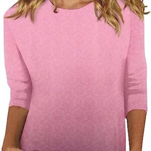 Damen Generisch Basic Rundhals 3/4 Ärmel Shirt Summer Elegant Bluse | Damen 3/4 Ärmel Basic Rundhals Shirt Generic Früh