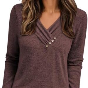 Cuptacc Elegant Pullover Damen Langarmshirt Mit Knopfleiste Oversized Tunika Oberteile Langsleeve Damenستخدام: Alltag, S