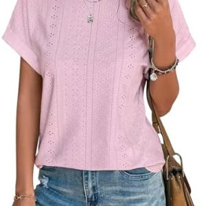 [Cuptacc Tshirt + Damen + Kurzarm + Elegant + Mode + Löschallengende Stickerei + Casual + OEKO-TEX STANDARD 100] [Cupt