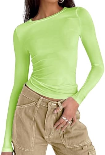 41t82k3jx5l. ac .jpg Cuptacc Damen Langarmshirt - Leichtgewichtig - Basic T-Shirt - Einfarbig - Langärmlige Oberteile - Damen Longsleeve Top