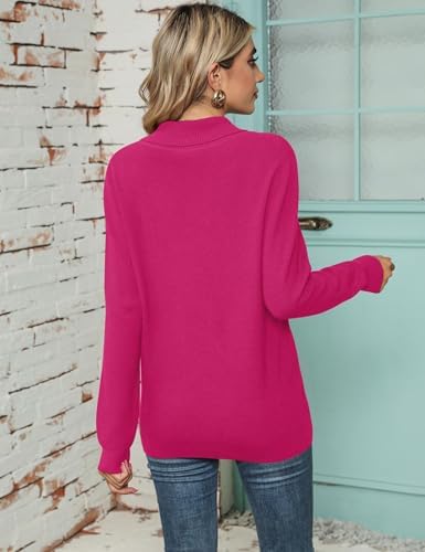 41u0v2in0ul. ac .jpg Cuptacc Damen Sweater Pullover Elegant Gestrickt V-Ausschnitt Langarm Kragen Einfarbig