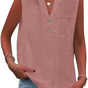 Generisch Sommer Baumwolle V-Ausschnitt Cami Tank Top Lässige Oberteile Basic Bluse