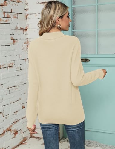 41vs8rqrsl. ac .jpg Cuptacc Damen Sweater Pullover Elegant Gestrickt V-Ausschnitt Langarm Kragen Einfarbig