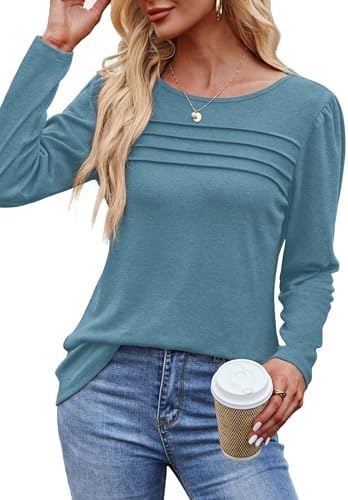 41vlo68 rnl. ac .jpg Cuptacc Damen Langarmshirt Rundhals Locker Oberteile Mit Knöpfen