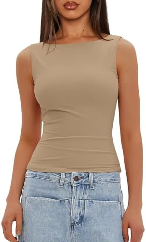 41wbnp2nq1l. ac .jpg Generisch Lässiges Tanktop für Damen zur perfekten Layering-Möglichkeit aus Rippstrick | Schmale Passform generisches D