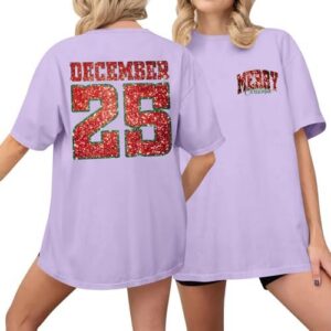 Weihnachts Motive T-Shirt Damen Kurzarm Bluse Soft Baumwoll Mode