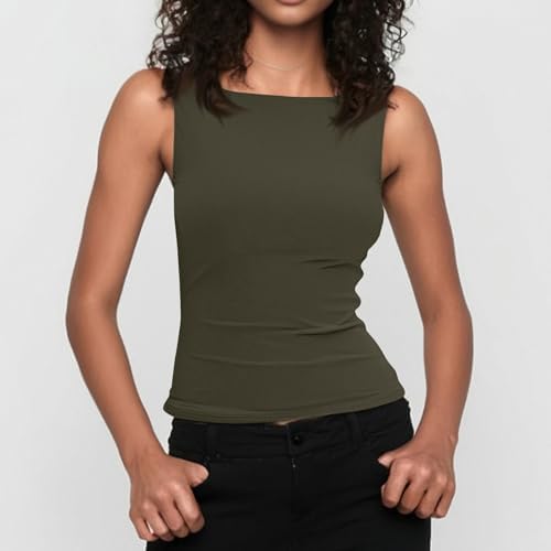 41x183hklvl. ac .jpg Generisch Lässiges Tanktop für Damen zur perfekten Layering-Möglichkeit aus Rippstrick | Schmale Passform generisches D