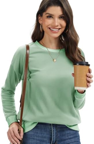 41xoyohfirl. ac 2.jpg Cuptacc Damen Sweatshirt Rundhals Pullover Kontrast Tunika Langarm