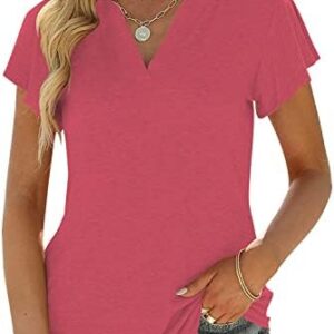 Cuptacc Damen Mode V-Ausschnitt Rüschenärmel Bluse Elegant Sommer Business Loose Top