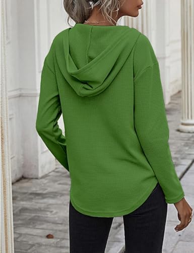 41y5kquphwl. ac .jpg Cuptacc Einfarbigen Hoodie für Damen OEKO-TEX STANDARD 100 Langarm Sweatshirt V-Ausschnitt Drawstring Top