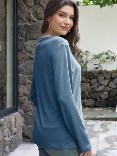 41yamwbbqdl. ac 2.jpg Cuptacc Langarmshirt Damen Rundhalsausschnitt Chic Mit Falten OEKO-TEX STANDARD 100