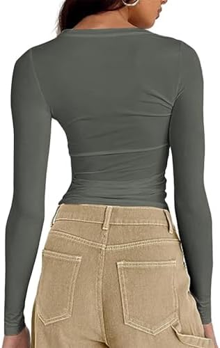 41ylq qknsl. ac .jpg Cuptacc Damen Langarmshirt - Leichtgewichtig - Basic T-Shirt - Einfarbig - Langärmlige Oberteile - Damen Longsleeve Top