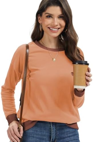 41yqhrvhlfl. ac 2.jpg Cuptacc Damen Sweatshirt Rundhals Pullover Kontrast Tunika Langarm