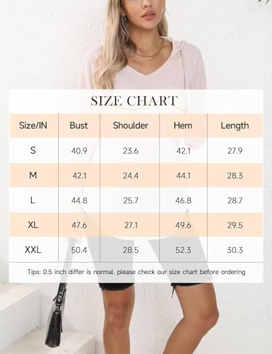 41yopa23dbl. ac .jpg Morhuduck Damen-Kapuzenpullover mit V-Ausschnitt, langärmelig, Tops mit Tasche, Kordelzug, Stretchmaterial, perfekt für