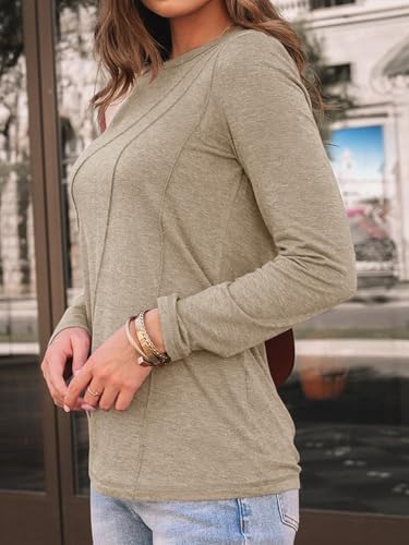 41z8qvi7bvl. ac 2.jpg Cuptacc Langarmshirt Damen Rundhalsausschnitt Chic Mit Falten OEKO-TEX STANDARD 100