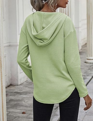 41ae1v3j0fl. ac .jpg Cuptacc Einfarbigen Hoodie für Damen OEKO-TEX STANDARD 100 Langarm Sweatshirt V-Ausschnitt Drawstring Top